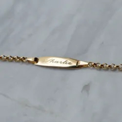 Gourmette de bapteme bébé rectangle maille jaseron or