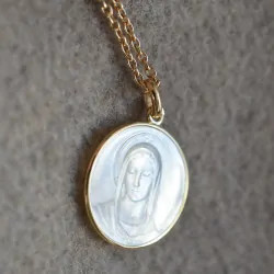 Medaille bapteme Maris stella nacre