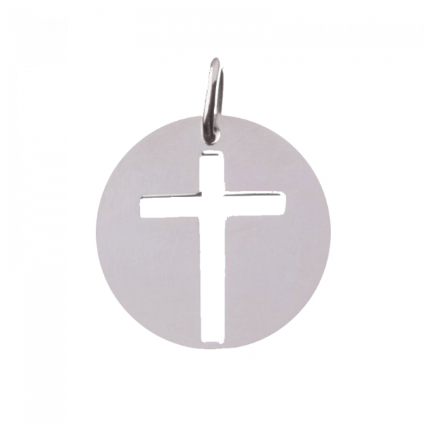 Pendentif de bapteme Croix ajourée argent