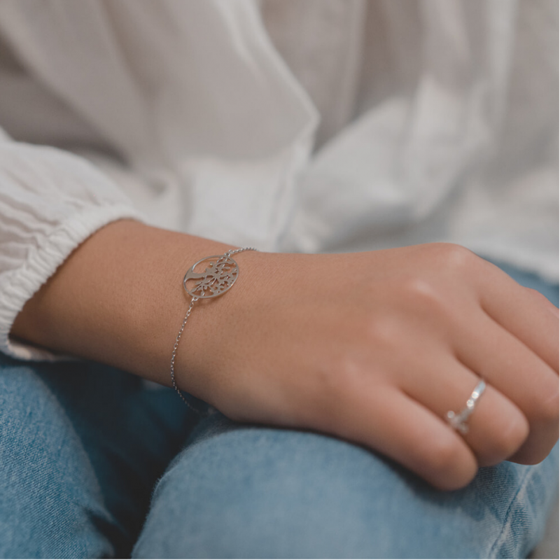 Pulsera del árbol de la vida calado en plata de ley 925
