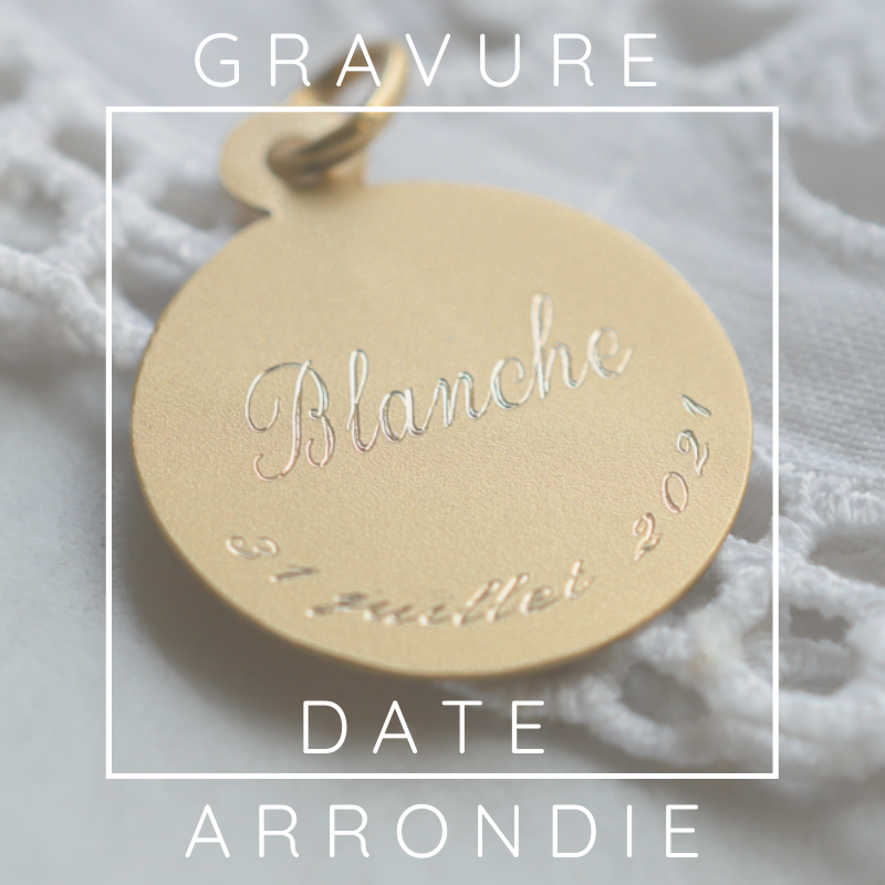 Medalla de bautismo: Virgen de perfil en oro amarillo 18 quilates