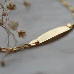 Gourmette de bapteme bébé ovale maille alternée or