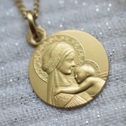 Médaille de baptême Douce Mère 9 carats
