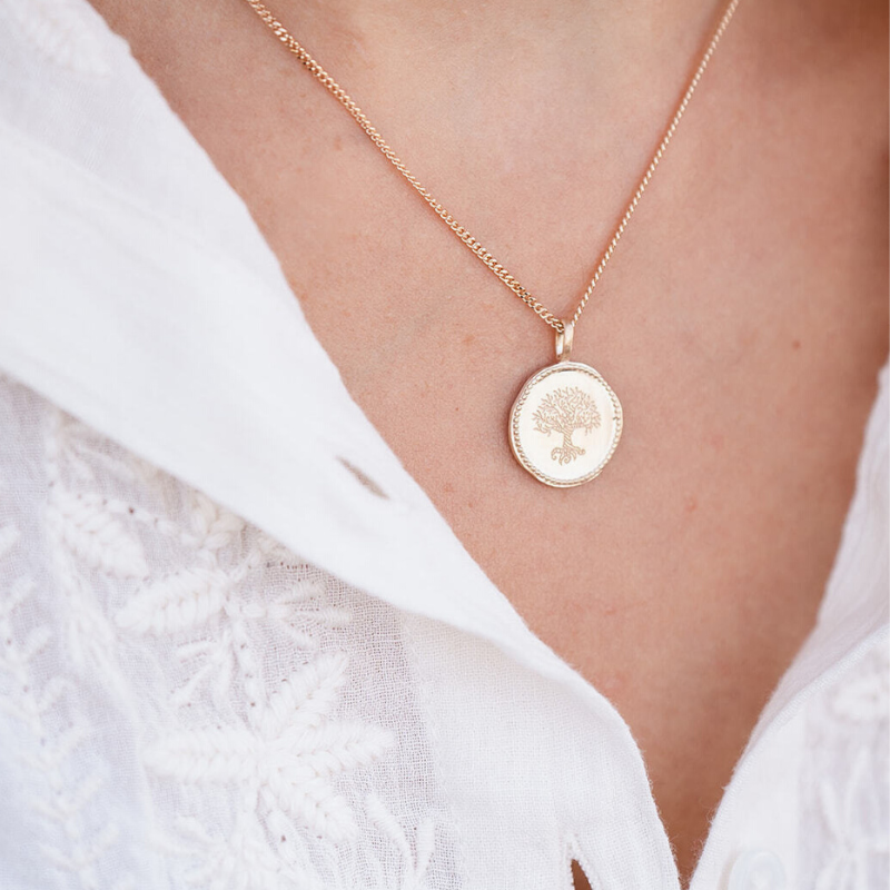 Medalla Árbol de Vida Perlada en Oro Plateado - Maison Laudate