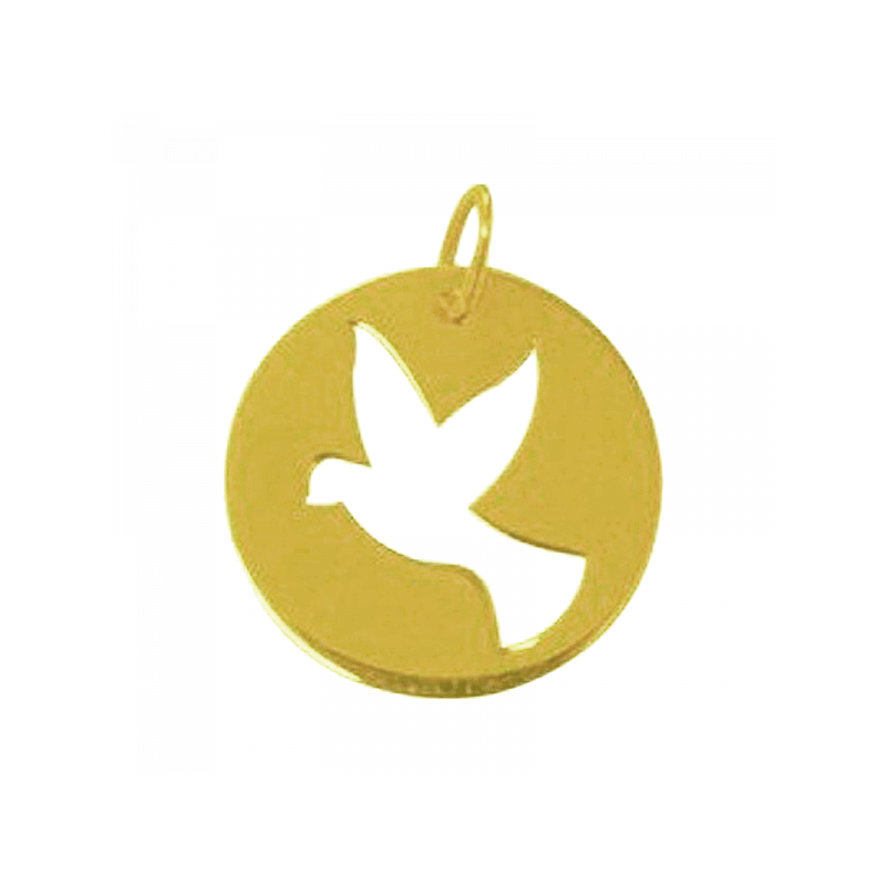 Medaille Colombe à l'envol ajourée or jaune