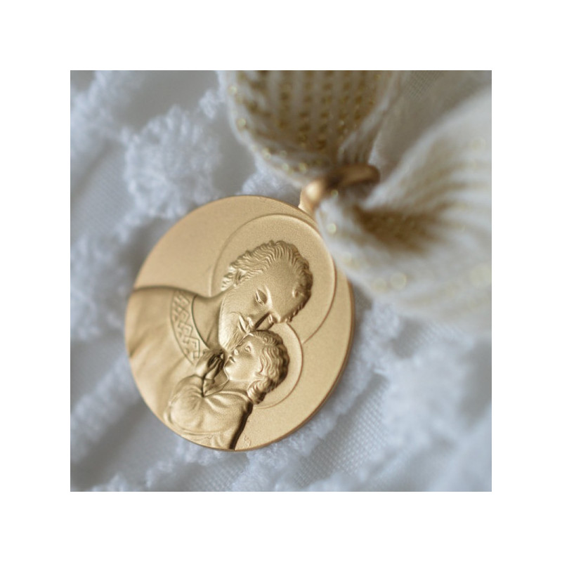 Medaille bapteme Portrait de Saint Joseph Protecteur 9 carats laudate