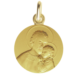 Medaille bapteme Portrait de Saint Joseph Protecteur 9 carats laudate