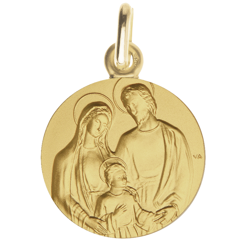 medaille de bapteme tres sainte famille or maison laudate