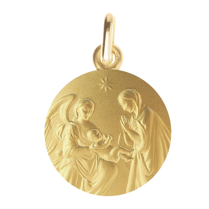 Medalla de Bautismo Divina Estrella Oro Amarillo 18 Quilates - Casa Laudate