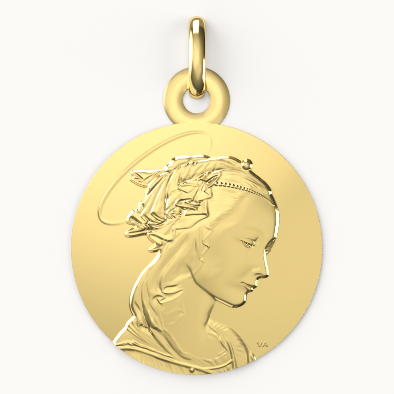 Medaille bapteme Portrait de la Vierge de Lippi 9 carats