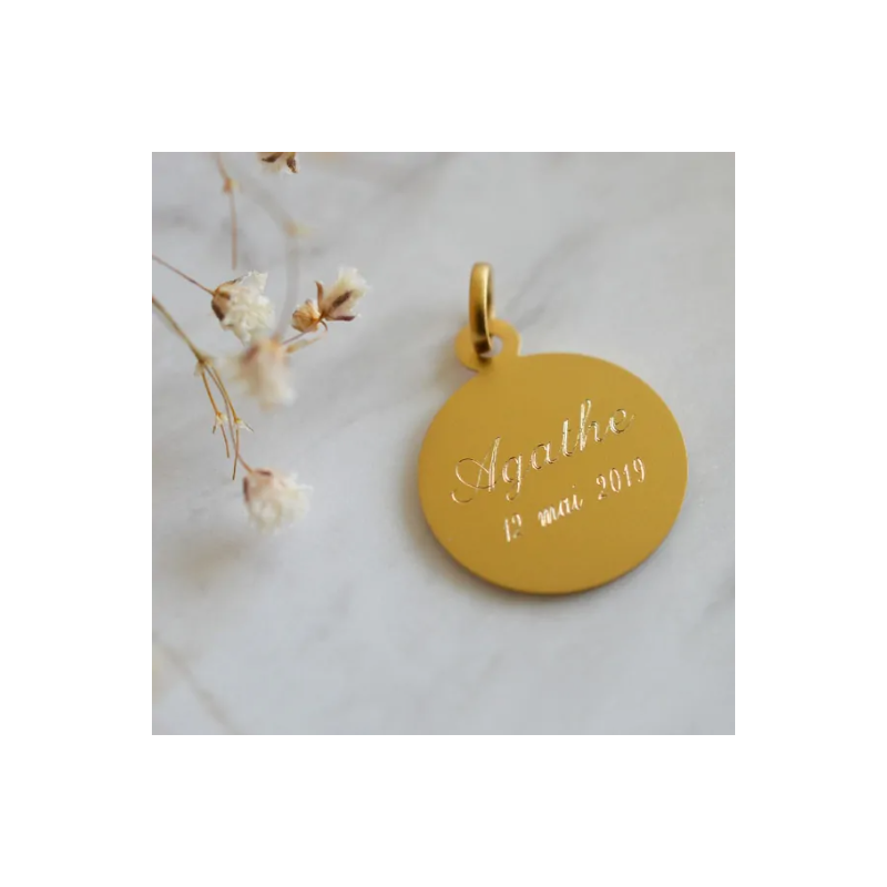 Medalla de Bautismo El Mensajero Oro Amarillo 18 Quilates - Casa Laudate