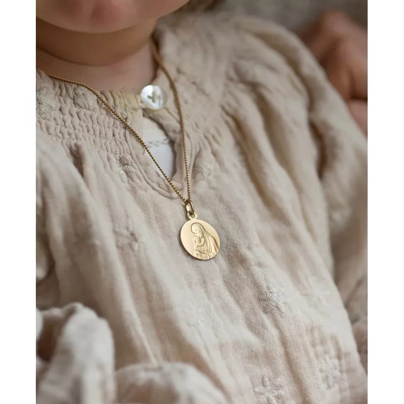 Cadena de bautizo de eslabones gourmette en oro de 9 quilates - Casa Laudate