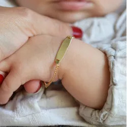 Gourmette de bapteme bébé ovale maille gourmette or