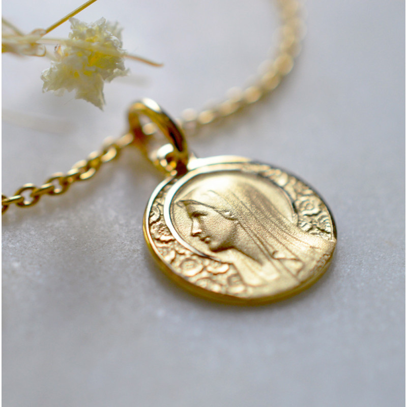 mini medaille bapteme Vierge à l'Eglantier