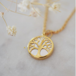pendentif arbre de vie or et nacre