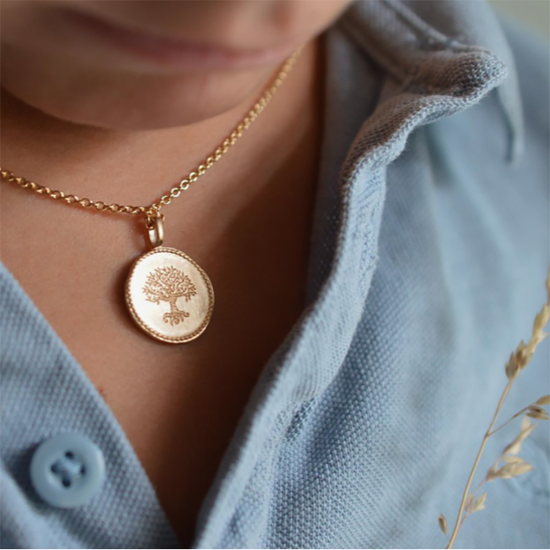 Medalla Árbol de Vida Perlada en Oro Plateado - Maison Laudate