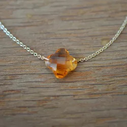 bracelet trefle citrine et chaine en or