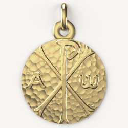 medaille 9 carats chrisme martelé laudate
