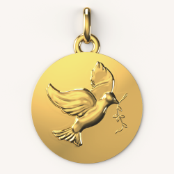 medaille de bapteme laudate colombe or 18 carats
