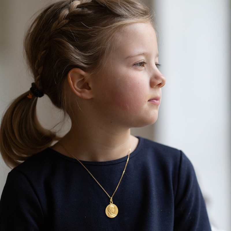 Medalla de Bautismo Sancta Maria Oro amarillo 18 Quilates - Casa Laudate