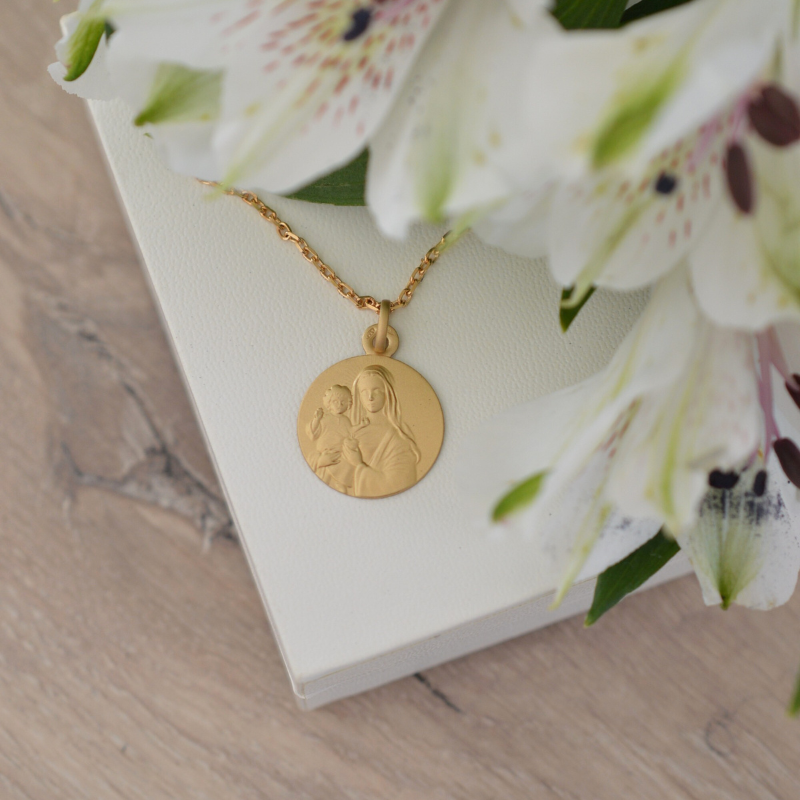 Médaille de baptême Notre Dame du Sacré-Cœur laudate