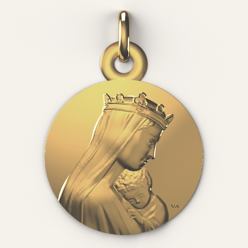 portrait notre dame de la sagesse medaille 9 carats