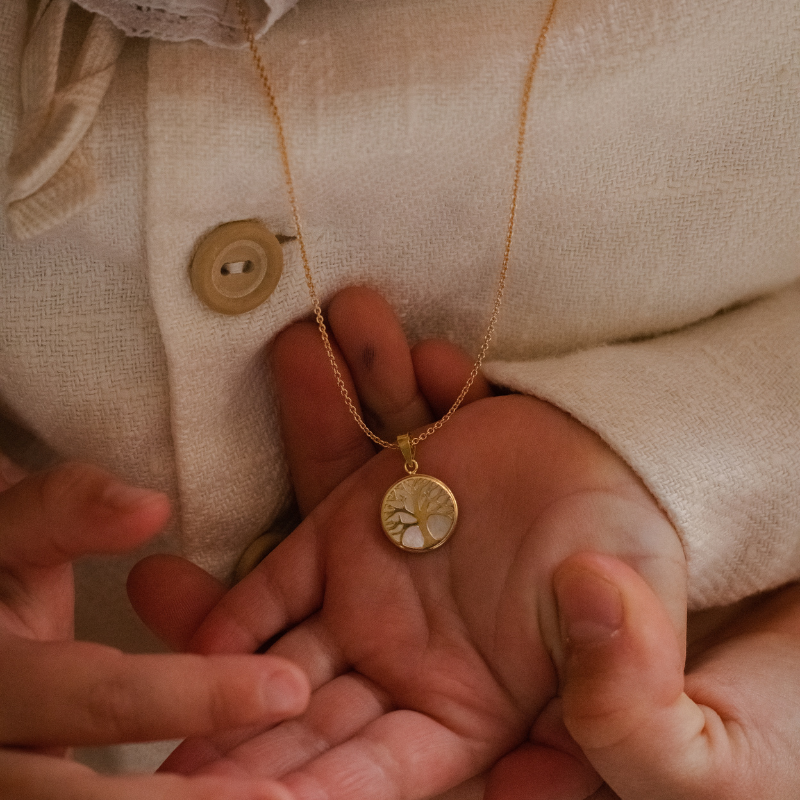 pendentif arbre de vie or et nacre