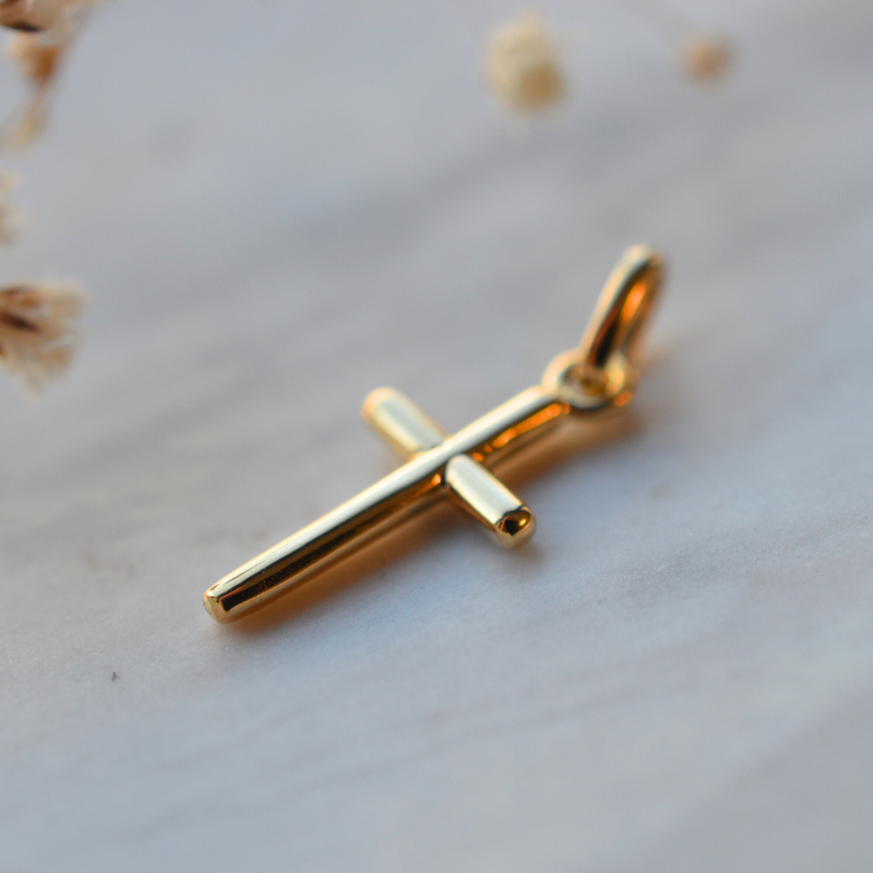 Cruz de palos en oro amarillo de 18 quilates - Casa Laudate