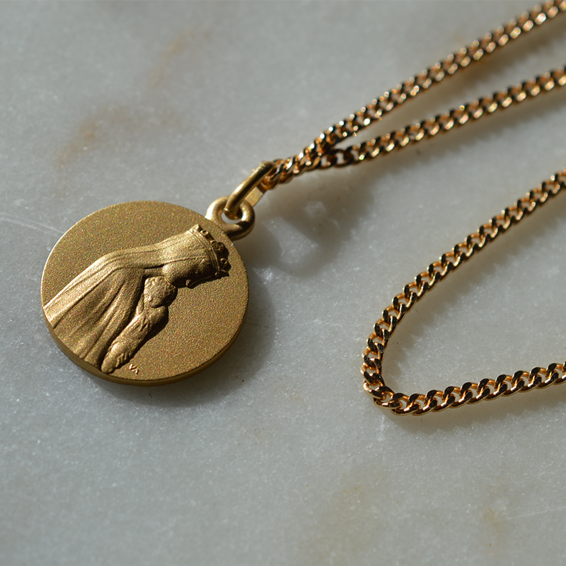 Cadena de bautizo de eslabones gourmette en oro de 9 quilates - Casa Laudate