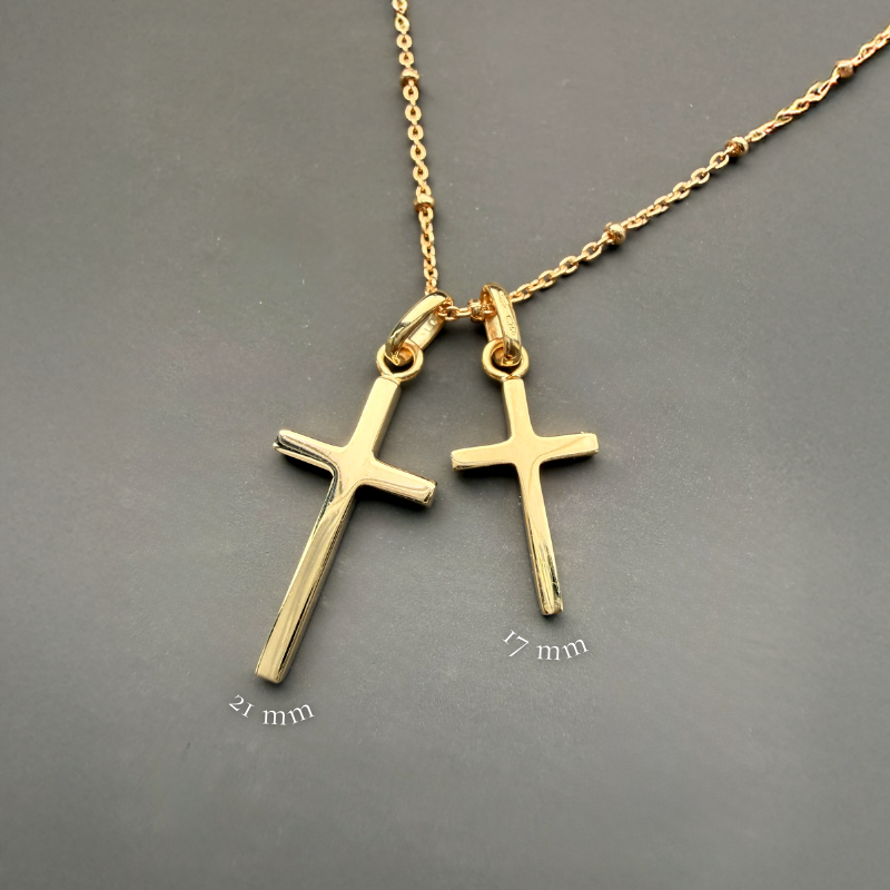 Colgante de gran cruz maciza para bautizo en oro de 18 quilates - Laudate