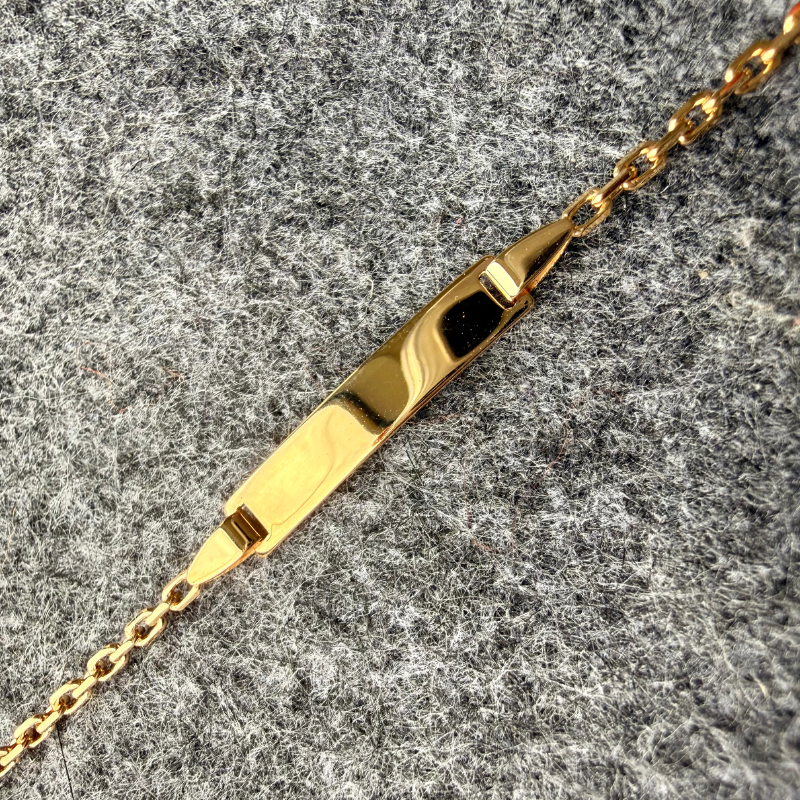 Gourmette para bebé en oro de 9 quilates con malla forçat limada - Grabado personalizado