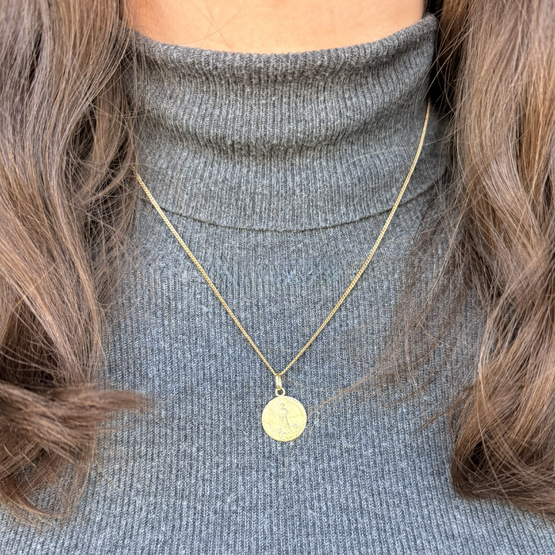 Medalla de bautismo: San Miguel en oro amarillo de 18 quilates - Laudate