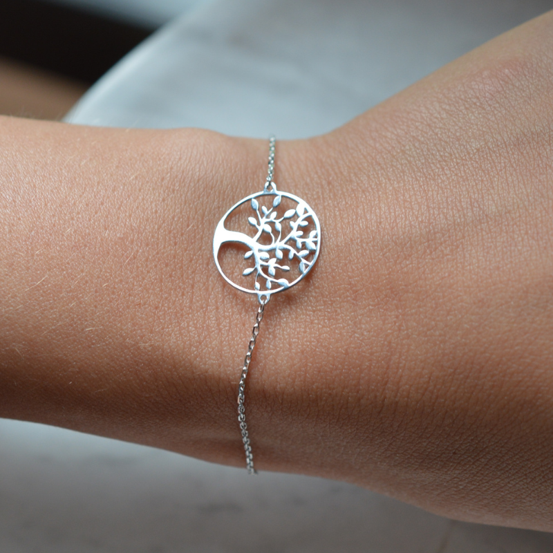 Pulsera del árbol de la vida calado en plata de ley 925