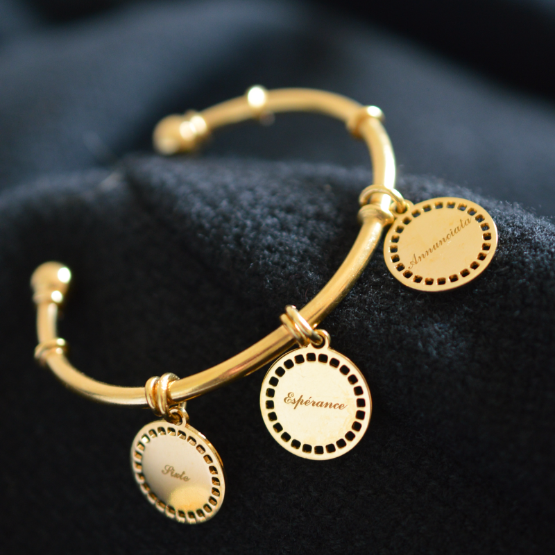 Pulsera Brazalete Heritage Josephine para componer en plata 925 acabado en oro amarillo 18 quilates
