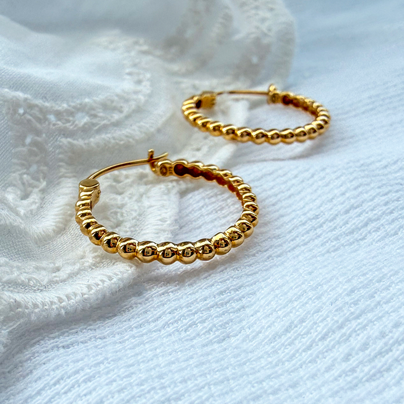 Pendientes de aro perlados - Oro de 9 quilates